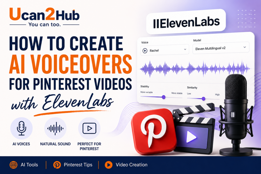 Ucan2Hub AI voiceover for Pinterest videos using ElevenLabs